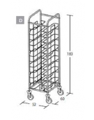Carrello portavassoi in acciaio inox universali - supporto in filo - Portata vassoi 12 - cm 52x60x183h