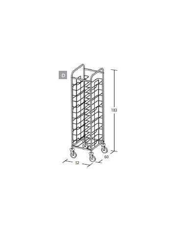 Carrello portavassoi in acciaio inox universali - supporto in filo - Portata vassoi 12 - cm 52x60x183h