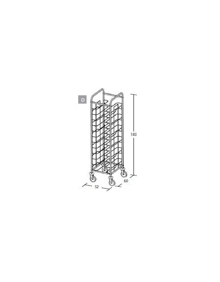 Carrello portavassoi in acciaio inox universali - supporto in filo - Portata vassoi 12 - cm 52x60x183h
