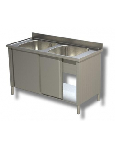 Lavello inox armadiato 2 vasche Dimensioni cm.140x70x85h