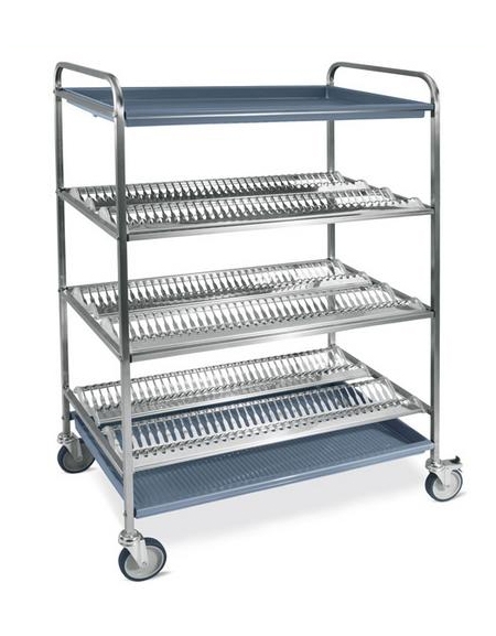 Carrello inox-3 Piani scolapiatti(N° 180)-1 Piano scolabicchieri