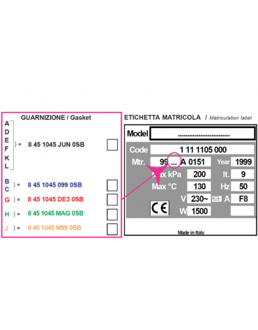 Guarnizione per autoclave verticale H100 (cod. DN34661).