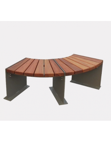 Panchina angolare senza schienale in acciaio e legno pino, finitura acciaio zincato e verniciato - Modulo da 90° o 45°