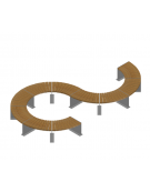 Panchina angolare senza schienale in acciaio e legno pino, finitura acciaio zincato e verniciato - Modulo da 90° o 45°