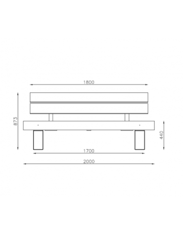 Panchina Porto con schienale con legno di pino, in acciaio zincato e verniciato - cm 200x43,6x87,2h