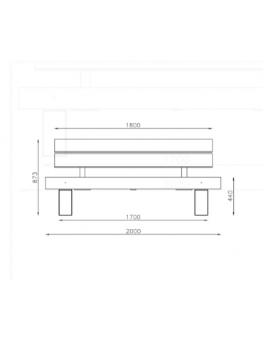 Panchina Porto con schienale con legno di pregio, in acciaio zincato e verniciato - cm 200x43,6x87,2h