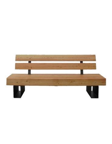 Panchina con schienale con legno di pregio, in acciaio zincato e verniciato - cm 200x43,3x87,3h