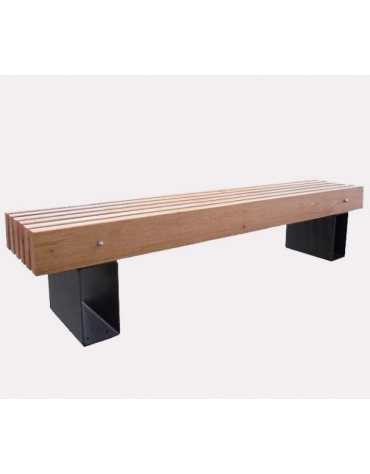 Panchina senza schienale con legno di pregio, in acciaio zincato e verniciato - cm 200x40x45h