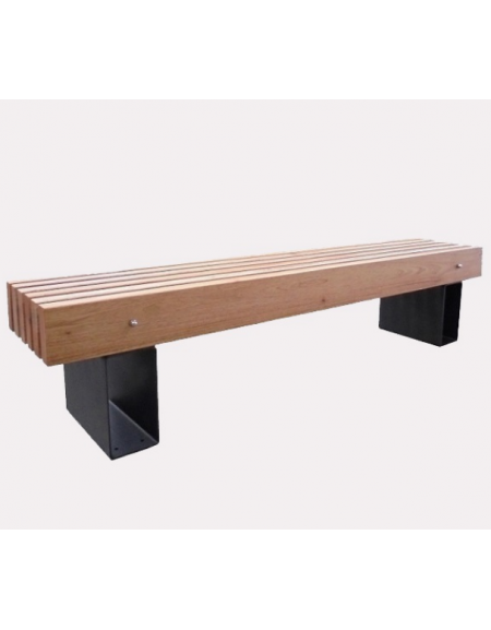 Panchina senza schienale con legno di pregio, in acciaio zincato e verniciato - cm 200x40x45h