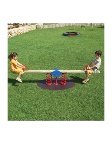 Dondolo bilico in legno su molle per bambini a due posti - Filo pavimento - cm 270x23x65h