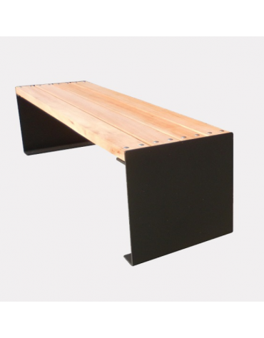 Panchina piana con seduta in legno di pregio e struttura in acciaio zincata e verniciata - cm 180x47x45,8h