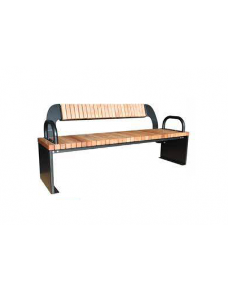 Panchina con schienale senza braccioli - struttura in acciaio zincato e verniciato e doghe in legno di pino - cm 183x48x81,4h