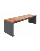 Panchina senza schienale, struttura in acciaio zincato e verniciato e doghe in legno di pregio - cm 183x47x45h