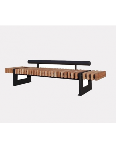 Panchina Sevilla con schienale e seduta in legno di pino nordico, struttura in acciaio zincata e verniciata - cm 25,2x60x62,5h