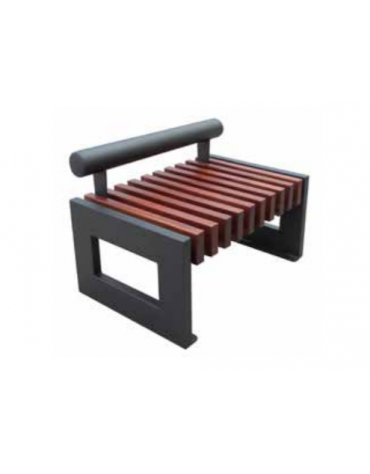 Panchina con schienale, struttura in tubolare quadro e doghe in legno di pregio - cm 90x60x62,5h