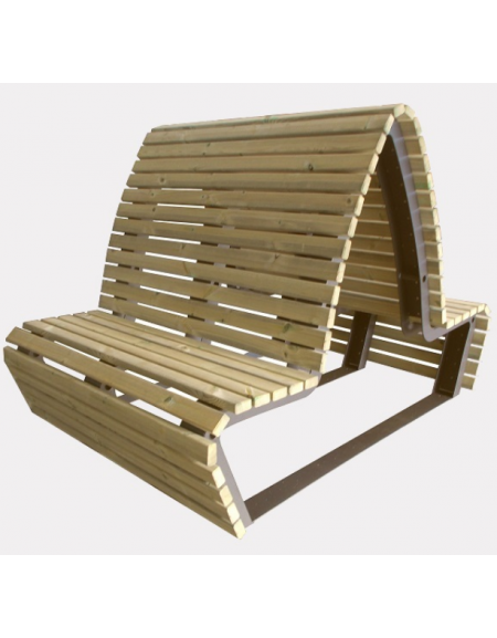 Panchina doppia in legno di pino con schienale e con struttura in acciaio zincato e verniciato - cm 150x176,9x127,5h