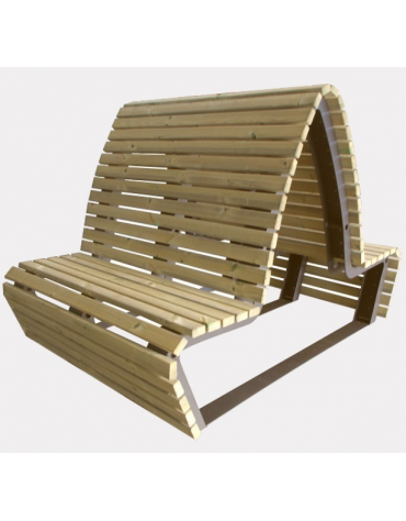 Panchina doppia in legno di pregio con schienale e con struttura in acciaio zincato e verniciato - cm 150x176,9x127,5h