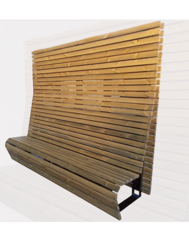 Particolare panchina con schienale in legno di pino Agata, con struttura in acciaio zincato e verniciato - cm 252x77,7x207,1h