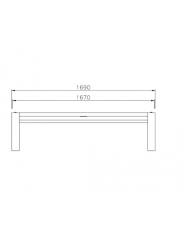 Panchina Queen piana in acciaio con legno di pino - cm 169x86,4x45h