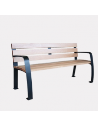 Panchina con schienale, con seduta in legno di pregio e struttura in acciaio zincata e verniciata - cm 180x60,2x80,5h