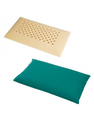 GUANCIALE OSPEDALIERO IN POLIURETANO ESPANSO HR21 FORATO ANTISOFFOCAMENTO - RIVESTIMENTO FODERA IN POLITEX