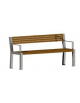 Panchina con schienale e braccioli, in acciaio zincato e verniciato, con legno di pino - cm 180x58x85,4h