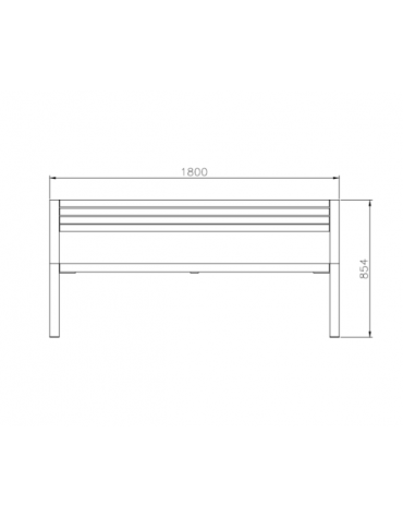 Panchina Bonn con schienale e braccioli, in acciaio zincato e verniciato, con legno di pino - cm 180x58x85,4h