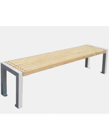 Panchina piana in acciaio e doghe in legno di pino fissate su supporti in piatto - cm 180x45,2x46h