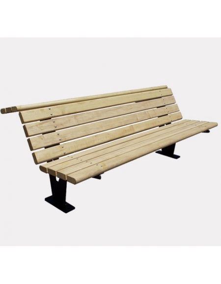 Panchina con schienale in acciaio e legno di pino - cm 200x95,5x80,6h