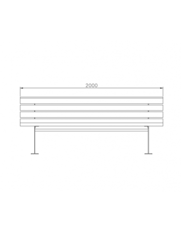 Panchina con schienale in acciaio e legno di pino - cm 200x96,4x80,5h