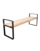 Panchina senza schienale in acciaio e legno con seduta in legno di pino - cm 180x48,6x63h