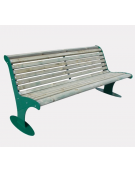Panchina con schienale in acciaio zincato e verniciato, doghe in legno di pino - cm 181,6x86,8x86,4h