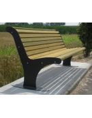 Panchina con schienale in acciaio zincato e verniciato, doghe in legno di pino - cm 181,6x86,8x86,4h