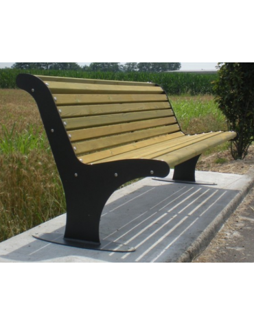 Panchina con schienale in acciaio zincato e verniciato, doghe in legno di pino - cm 181,6x86,8x86,4h