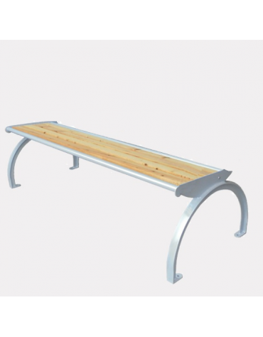Panchina senza schienale, seduta con doghe in legno, struttura in acciaio zincato e verniciato - cm 169,6x48,5x45,9h