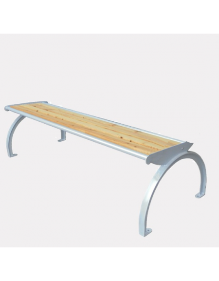 Panchina senza schienale, seduta con doghe in legno, struttura in acciaio zincato e verniciato - cm 169,6x48,5x45,9h