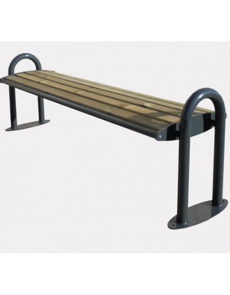 Panchina Pireo senza schienale, in acciaio zincato e verniciato, seduta con doghe in legno di pino - cm 179,6x48,5x59,5h