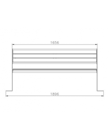 Panchina in acciaio e legno con schienale, con doghe di legno in pino nordico - cm 189,6x57,3x83,6h