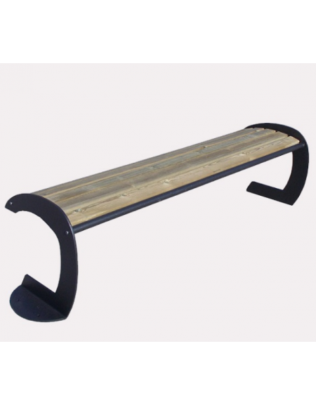 Panchina Aurora senza schienale, in acciaio zincato e verniciato con seduta in legno di pino nordico - cm 165,2x51,2x47,3h