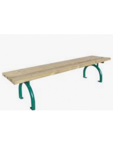 Panchina senza schienale, in acciaio zincato e verniciato, seduta con doghe in legno di pino - cm 200x49,8x47,9h