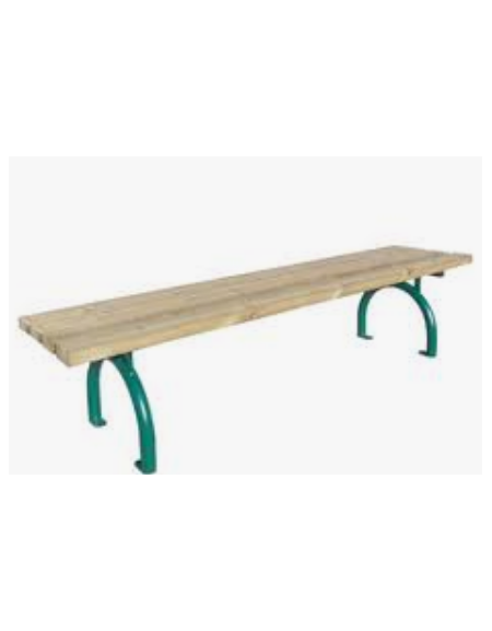 Panchina senza schienale, in acciaio zincato e verniciato, seduta con doghe in legno di pino - cm 200x49,8x47,9h