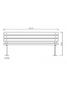 Panchina con schienale, in acciaio zincato e verniciato, con doghe in legno di pino - cm 200x52,4x86h