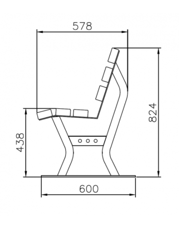 Panchina in acciaio zincato e verniciato, seduta e schienale con doghe in legno di pino - cm 200x57,8x82,4h