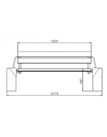 Panchina con schienale, doghe in legno di pino, struttura in acciaio zincato e verniciato e cemento - cm 207,6x67,2x86h