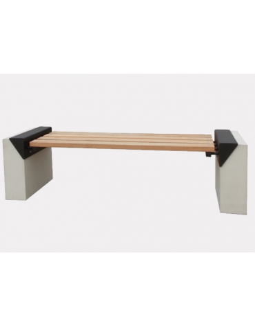 Panchina Cipro senza schienale, doghe in legno di pino, struttura in acciaio zincato verniciato e cemento-cm 207,6x61,2x55,6h