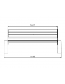 Panchina Tauri C con schienale, doghe in legno di pino, struttura in acciaio zincato e verniciato e cemento - cm 198,8x73x78,2h