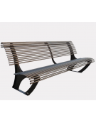 Panchina con schienale, forma ergonomica, in acciaio zincato e verniciato - cm 200x72,7x81,1h