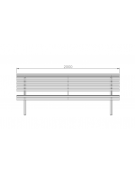 Panchina con schienale, forma ergonomica, in acciaio zincato e verniciato - cm 200x72,7x81,1h