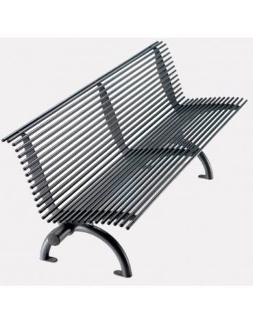 Panchina Rest con schienale, in acciaio zincato e verniciato, seduta e schienale realizzati in tondini - cm 197x62x75,9h