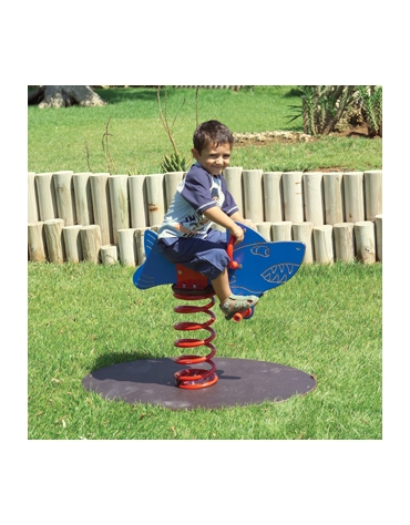 Gioco a molla monoposto Squalo - in legno - A scelta con base da interrare o da appoggio - cm. 23 x 79 x 67 h